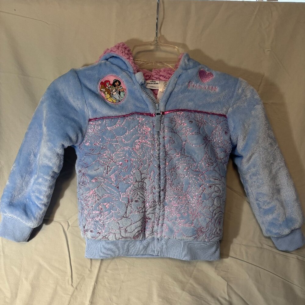 Disney Princess plush girls blue fleece hoodie size 7 fair